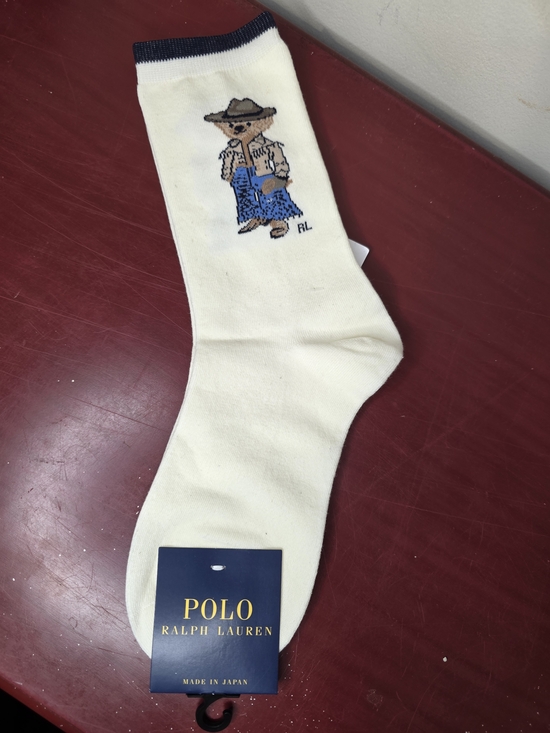 Ralph Lauren Accessories - NWT Polo Ralph Lauren Polo Bear Crew Socks Cream Cowboy Bear Made in Japan